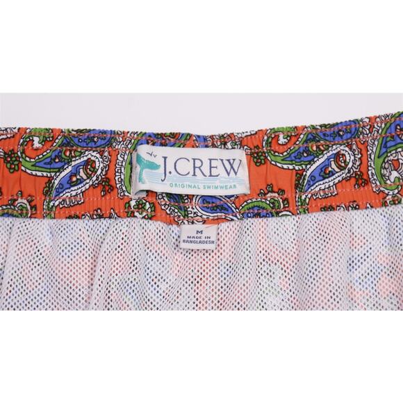 J.Crew Mens Swimwear Orange Green Blue Paisley Shorts 6" Inseam Medium - Picture 5 of 6
